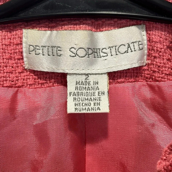 Pretty pink vintage blazer feminine size 2 textured lined pleated cuffs neckline - Picture 9 of 11